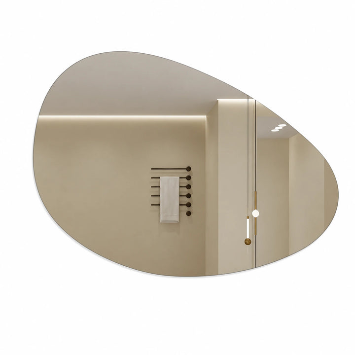Pure Panoramic Frameless Pill-Shaped Wall Mirror with Polished Edges - white background product image by LUMEVORO