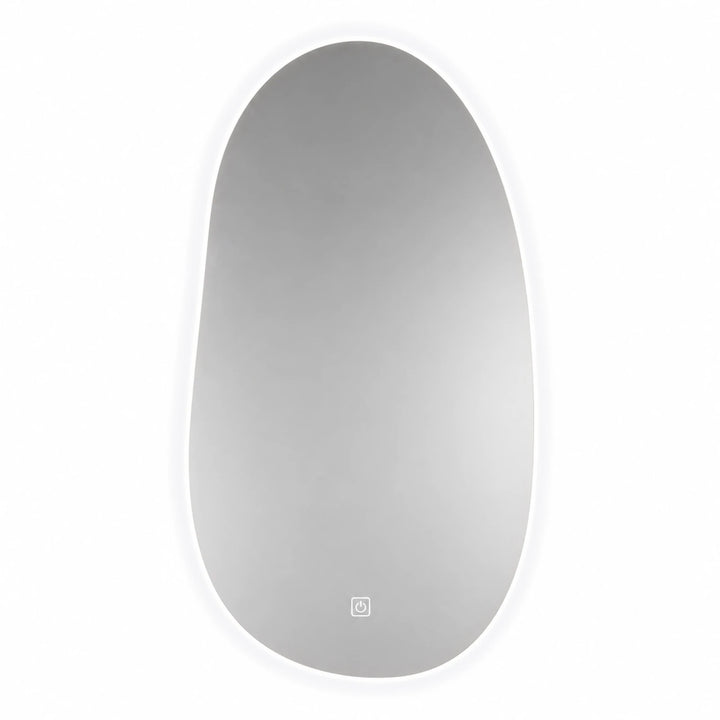 Essence Organic Pebble Backlit Frameless Smart Mirror - white background product image by LUMEVORO