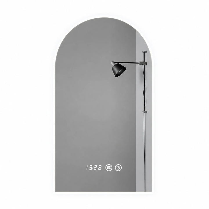 Pure Arch Frameless Polished Edge Wall Mirror - white background product image by LUMEVORO