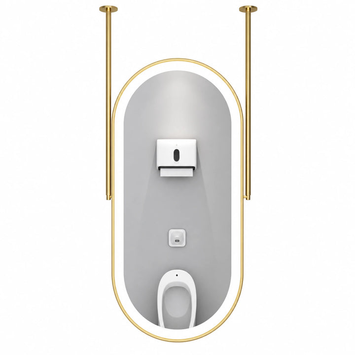 Horizon Dual-Rod Suspended Capsule Mirror - white background product image by LUMEVORO