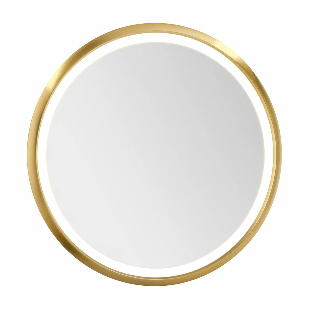 Elite Gold Brushed Salon Smart Mirror with Integrated LED - white background product image by LUMEVORO