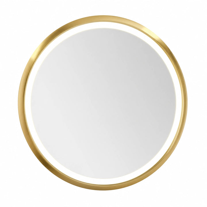 Elite Gold Brushed Salon Smart Mirror with Integrated LED - white background product image by LUMEVORO