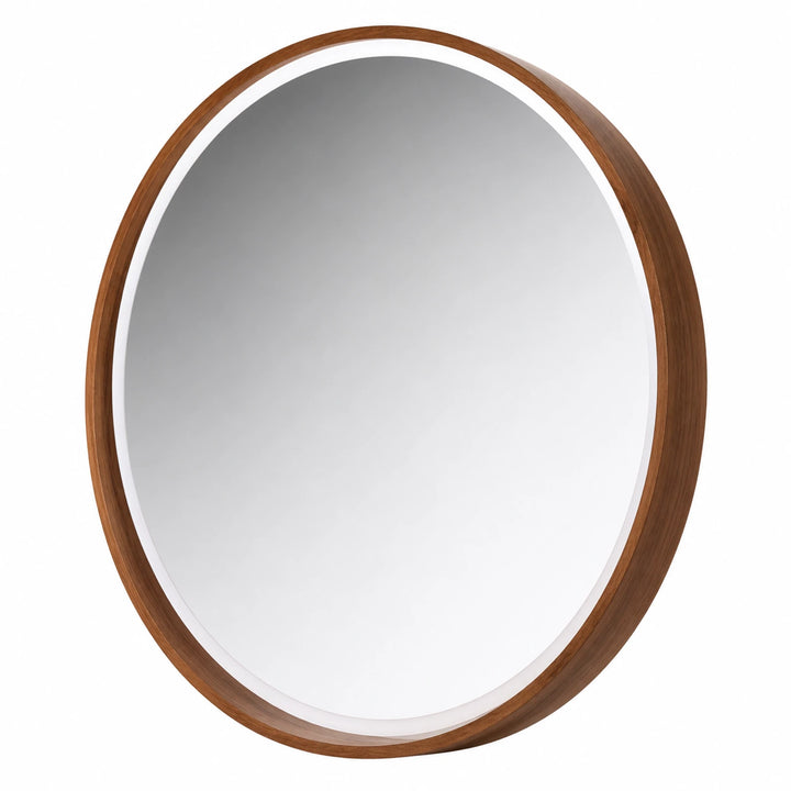 Artisan Oak Wood Framed Wall Mirror with Exposed Joinery - white background product image by LUMEVORO