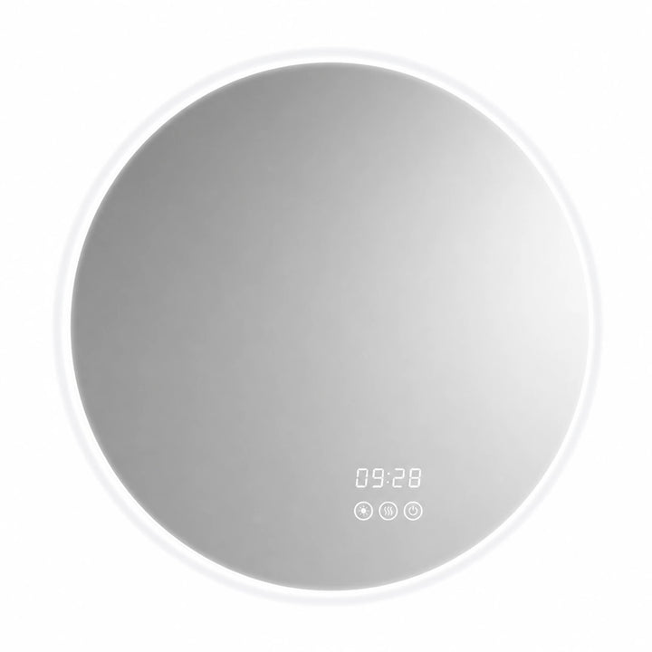 Horizon Sliced Round Frameless Compact Vanity Mirror - white background product image by LUMEVORO