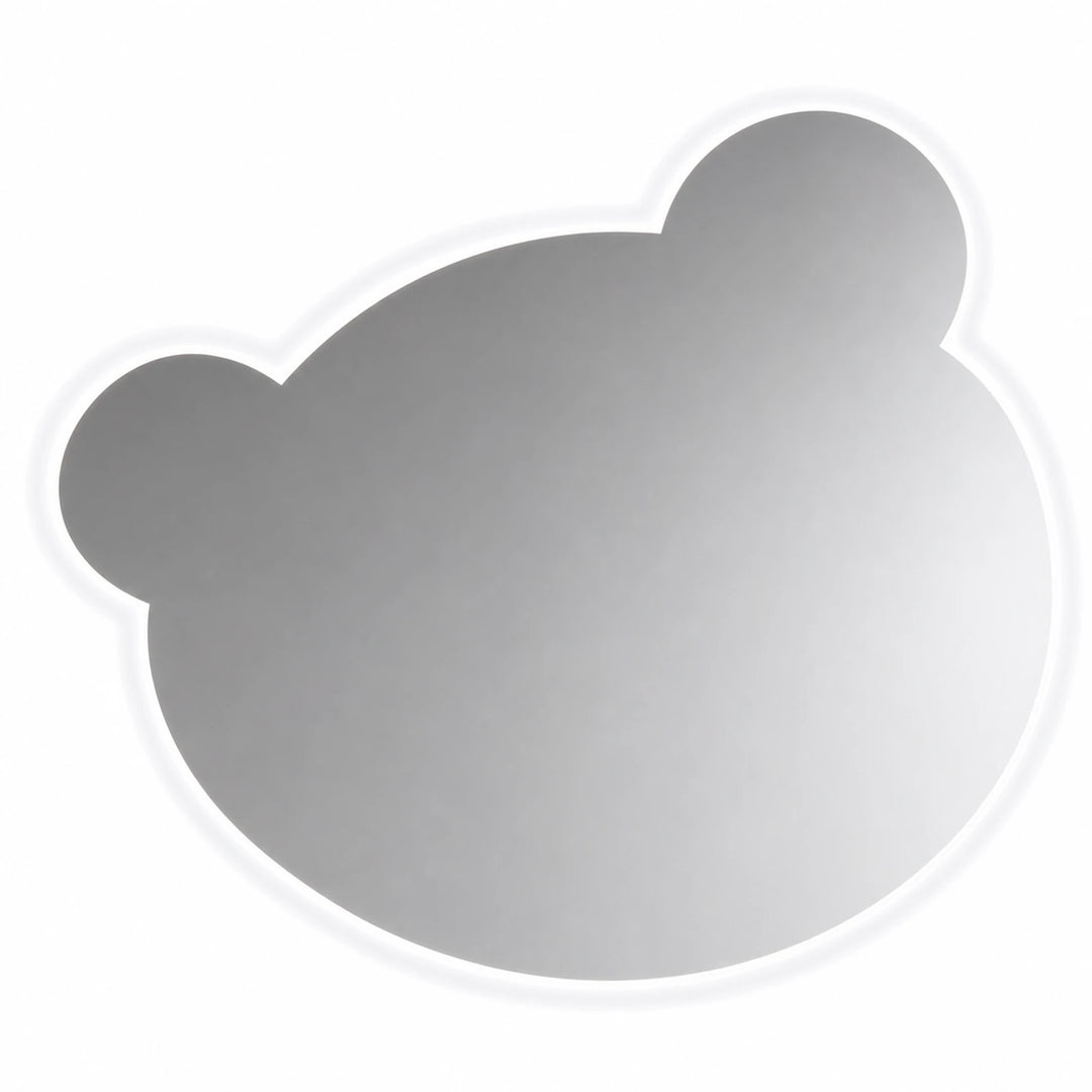 Teddy Bear Head Frameless Wall Mirror - white background product image by LUMEVORO