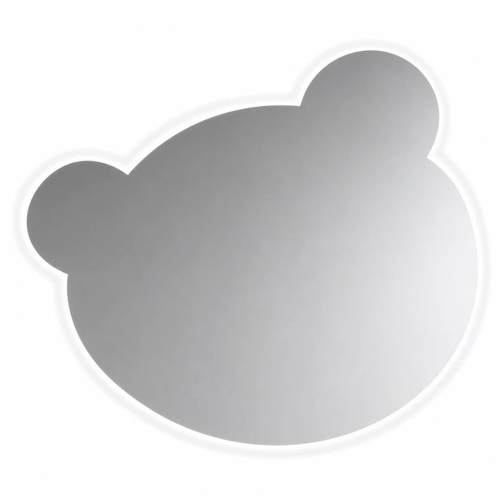 Teddy Bear Head Frameless Wall Mirror - white background product image by LUMEVORO