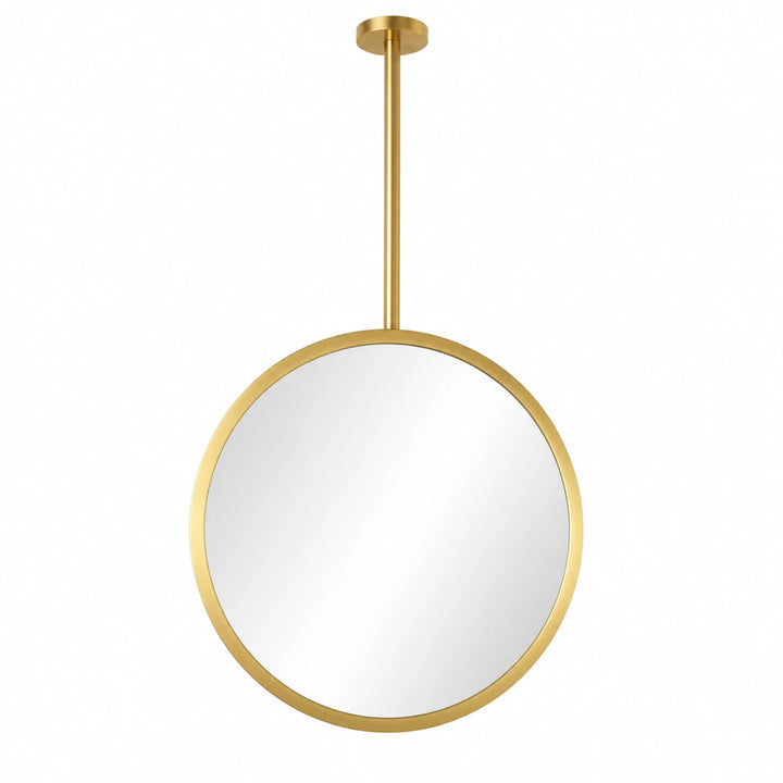 Halo Suspended Round Metal Hanging Mirror - white background product image by LUMEVORO