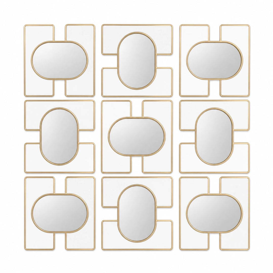 Maison Heritage H-Link Gold Wall Mirror - white background product image by LUMEVORO