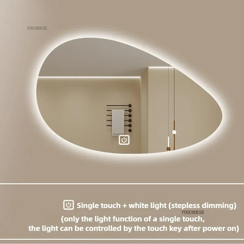 Pure Panoramic Frameless Pill-Shaped Wall Mirror with Polished Edges - product detail view 9 by LUMEVORO