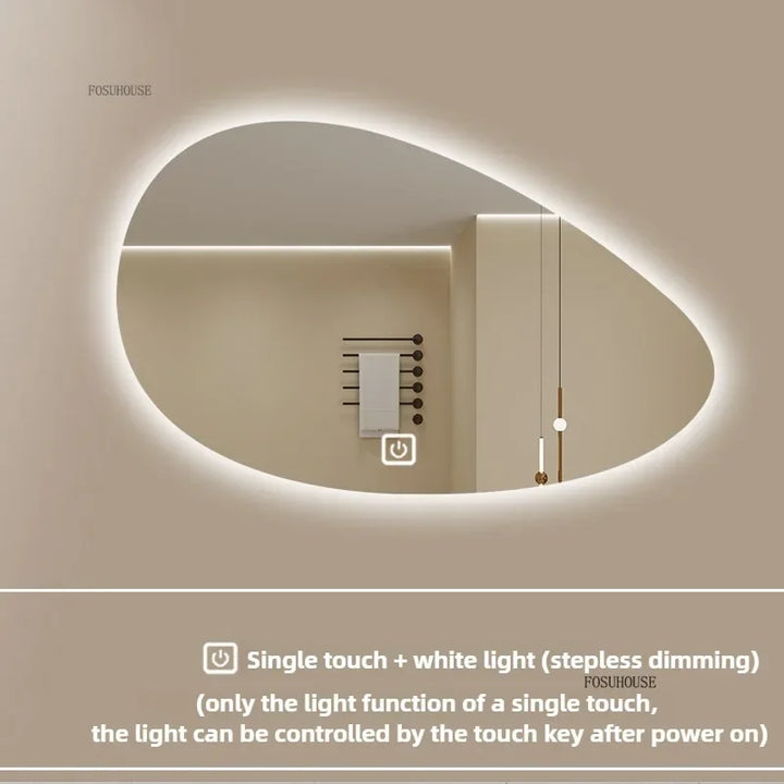 Pure Panoramic Frameless Pill-Shaped Wall Mirror with Polished Edges - product detail view 9 by LUMEVORO