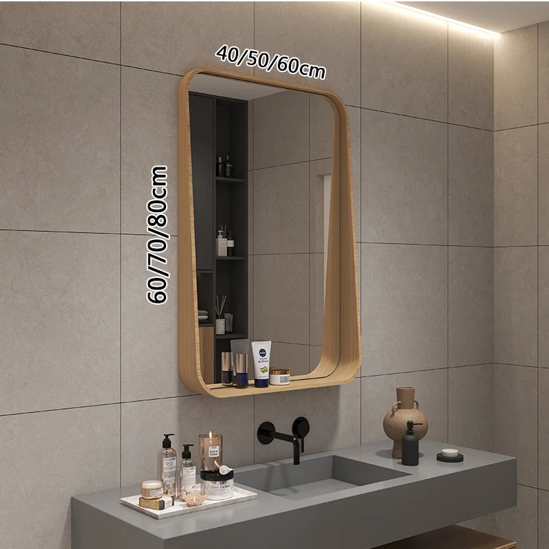 Oslo Walnut Wood Frame Smart LED Mirror with Shelf - product detail view 11 by LUMEVORO