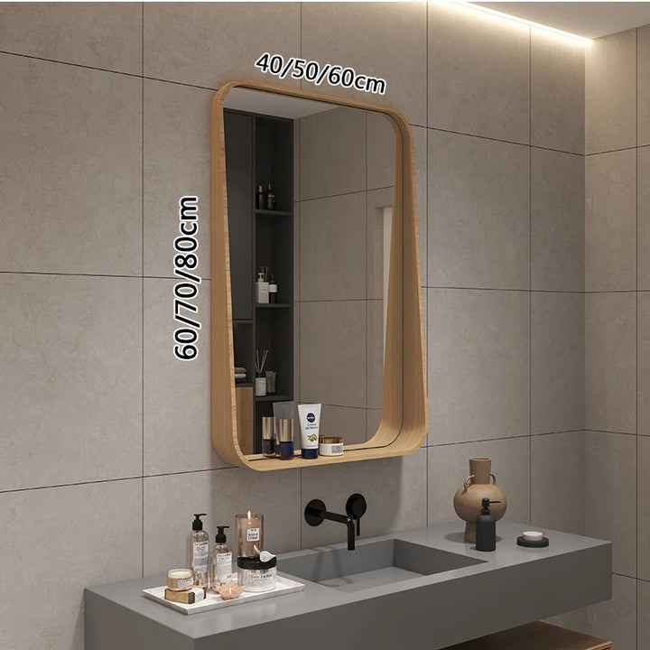 Oslo Walnut Wood Frame Smart LED Mirror with Shelf - product detail view 11 by LUMEVORO