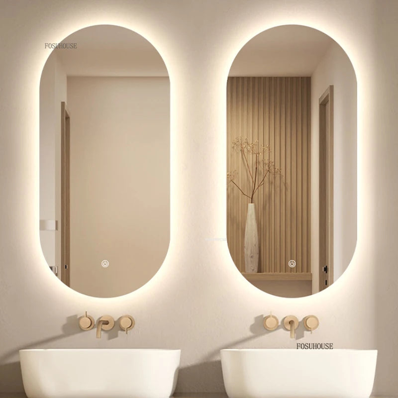 Horizon Capsule Backlit LED Smart Mirror with Digital Clock - product detail view 2 by LUMEVORO