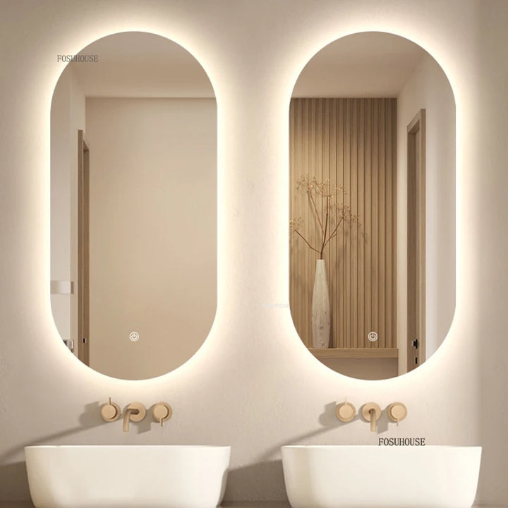 Horizon Capsule Backlit LED Smart Mirror with Digital Clock - product detail view 2 by LUMEVORO