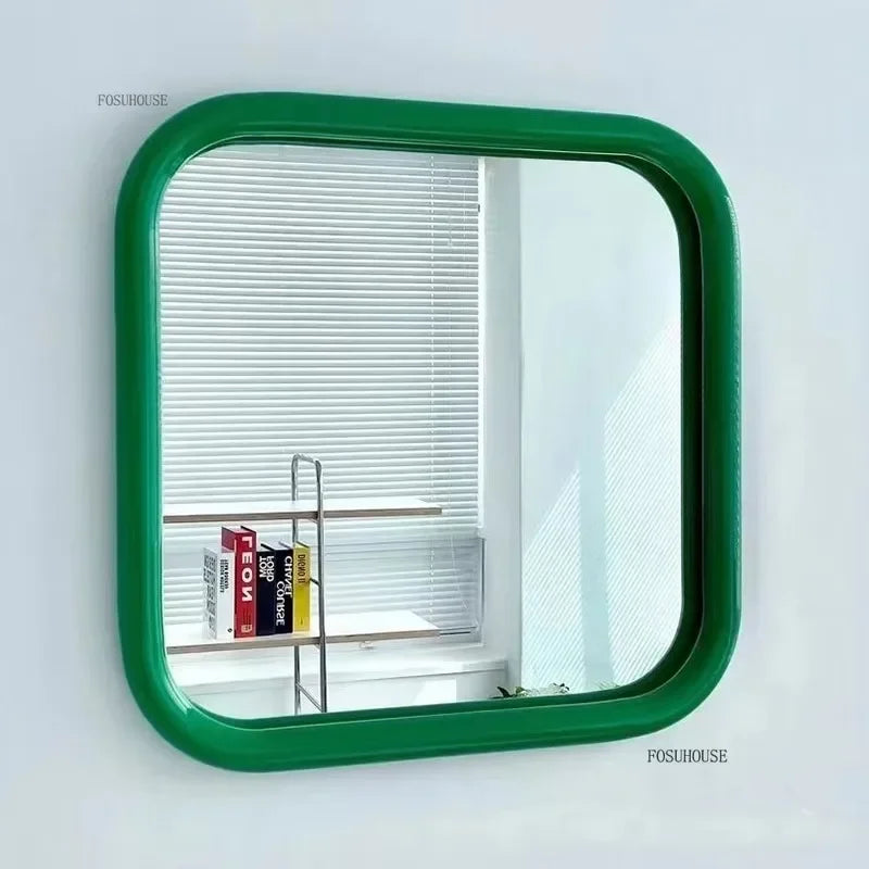 Chrome Liquid Square Rounded Retro Wall Mirror - product detail view 4 by LUMEVORO