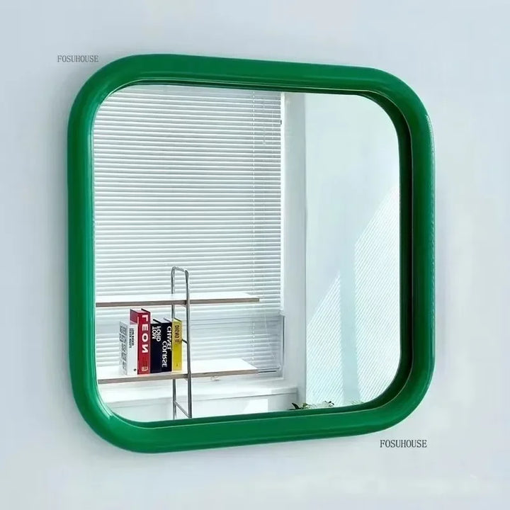 Chrome Liquid Square Rounded Retro Wall Mirror - product detail view 4 by LUMEVORO