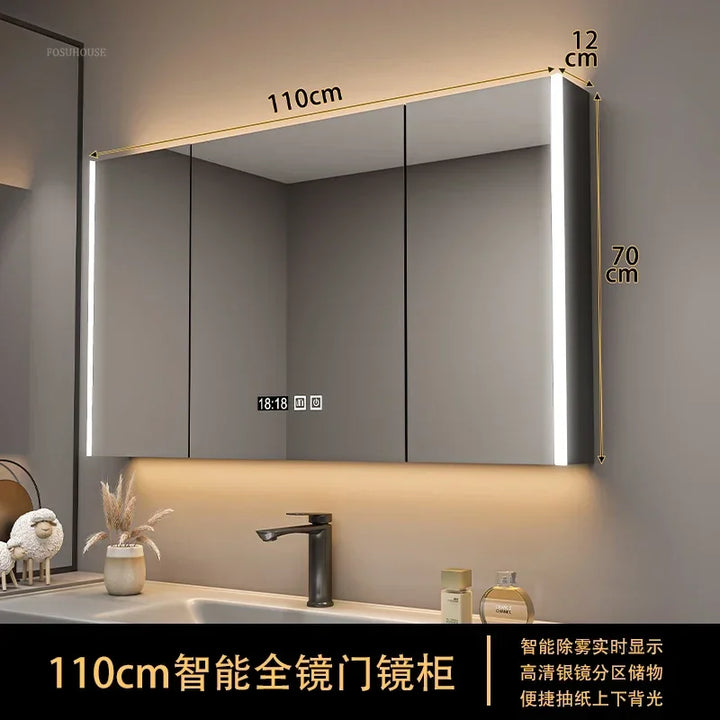 Timber Tech Fully-Enclosed Wood Mirrored Cabinet with Dual Vertical LED - product detail view 16 by LUMEVORO