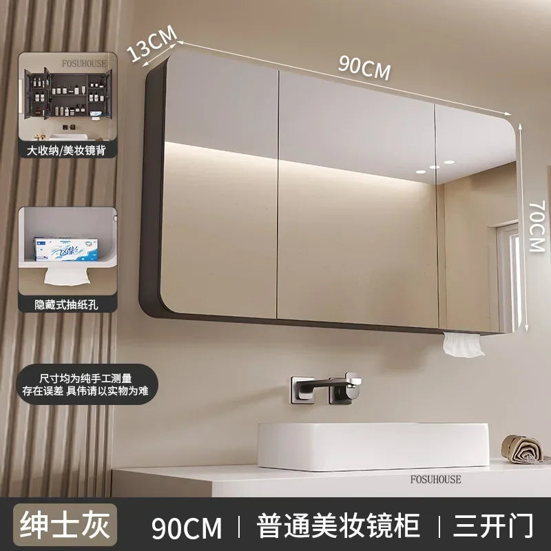 Aero-Alloy Minimalist Mirrored Cabinet with Internal Storage - product detail view 20 by LUMEVORO