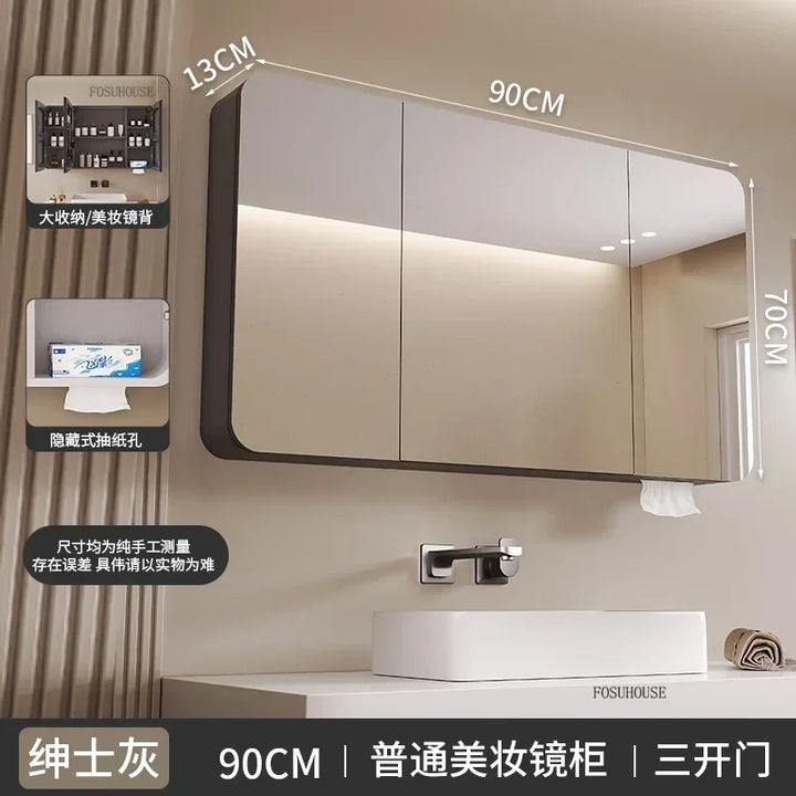 Aero-Alloy Minimalist Mirrored Cabinet with Internal Storage - product detail view 20 by LUMEVORO