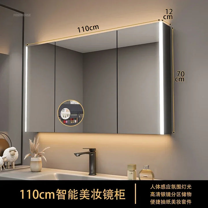Timber Tech Fully-Enclosed Wood Mirrored Cabinet with Dual Vertical LED - product detail view 10 by LUMEVORO