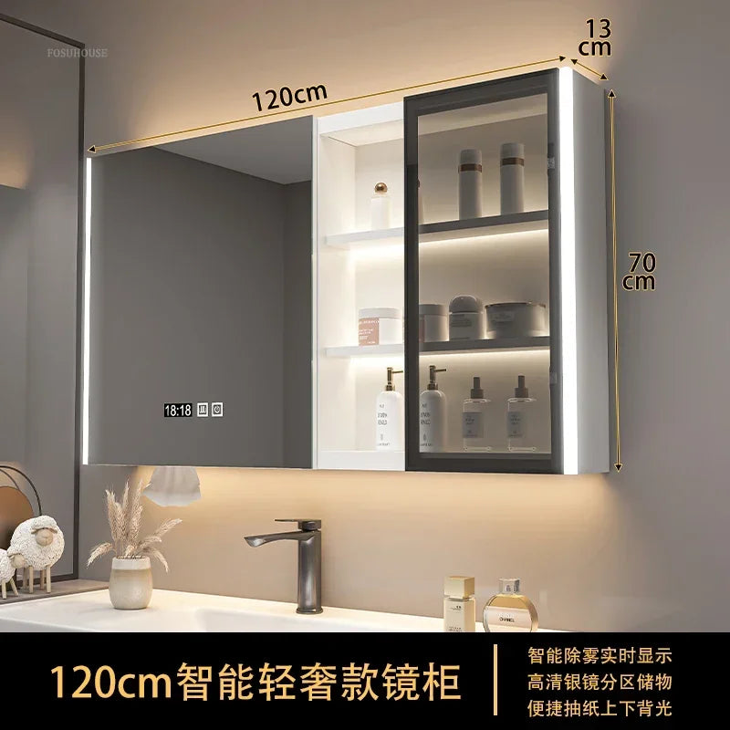 Timber Tech Fully-Enclosed Wood Mirrored Cabinet with Dual Vertical LED - product detail view 39 by LUMEVORO
