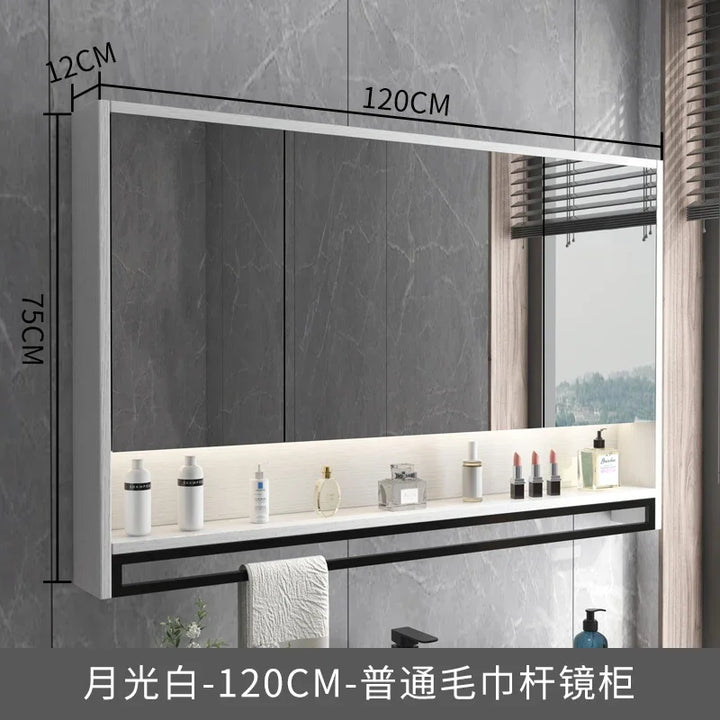 Timber Luxe Semi-Enclosed Mirror Cabinet with Towel Rail - product detail view 30 by LUMEVORO