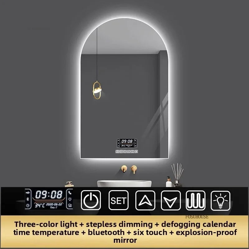 Pure Arch Frameless Polished Edge Wall Mirror - product detail view 14 by LUMEVORO