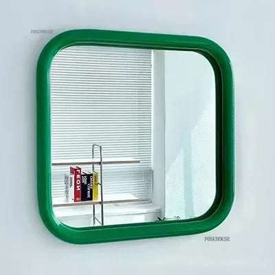 Chrome Liquid Square Rounded Retro Wall Mirror - product detail view 10 by LUMEVORO