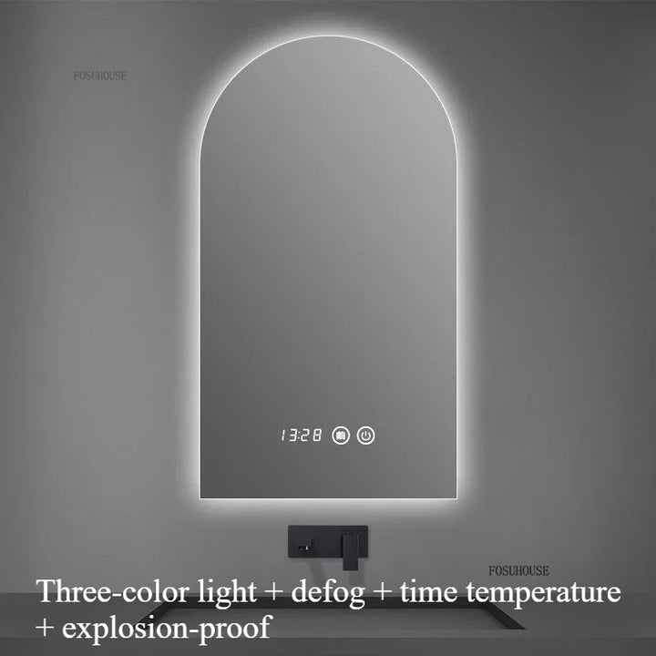 Pure Arch Frameless Polished Edge Wall Mirror - product detail view 22 by LUMEVORO