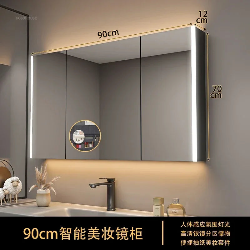 Timber Tech Fully-Enclosed Wood Mirrored Cabinet with Dual Vertical LED - product detail view 22 by LUMEVORO