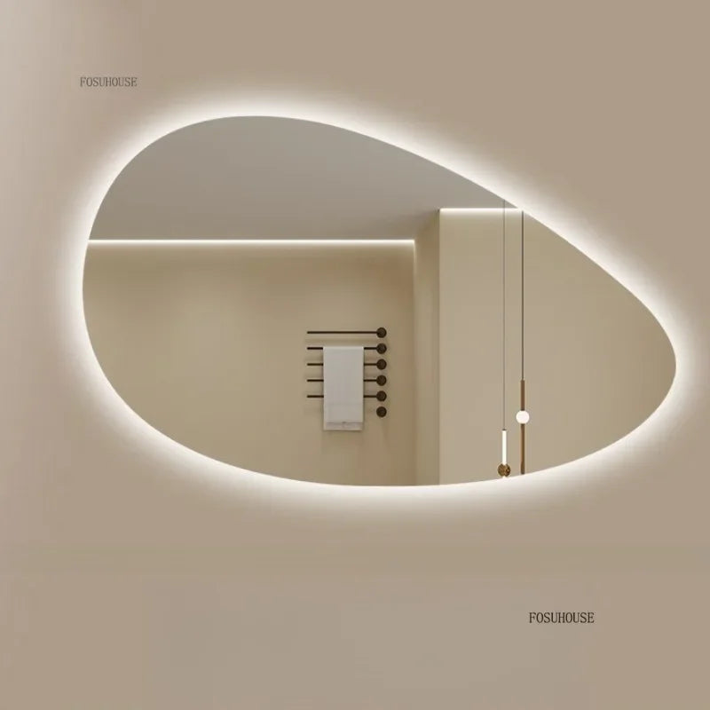 Pure Panoramic Frameless Pill-Shaped Wall Mirror with Polished Edges - product detail view 4 by LUMEVORO