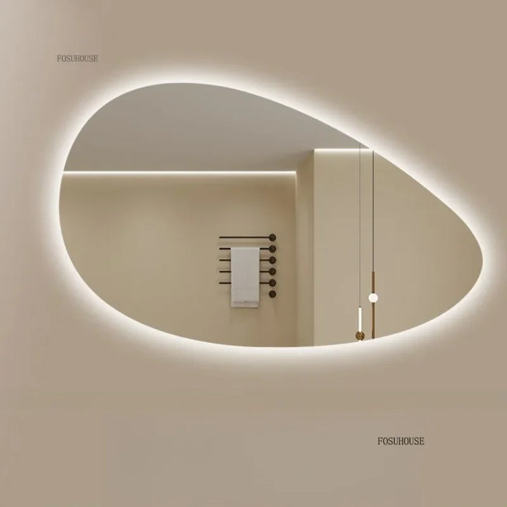 Pure Panoramic Frameless Pill-Shaped Wall Mirror with Polished Edges - product detail view 4 by LUMEVORO