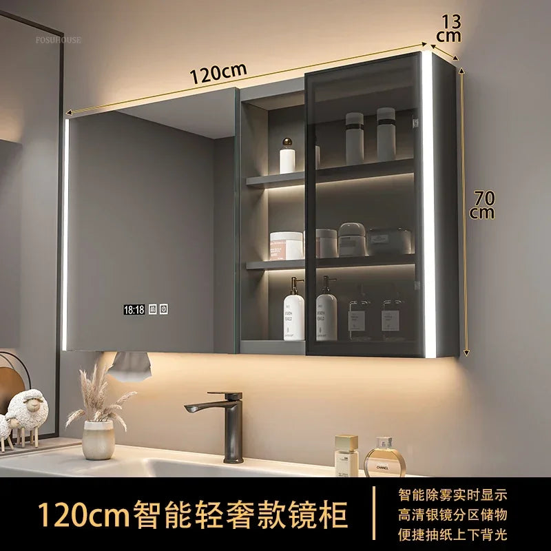 Timber Tech Fully-Enclosed Wood Mirrored Cabinet with Dual Vertical LED - product detail view 32 by LUMEVORO