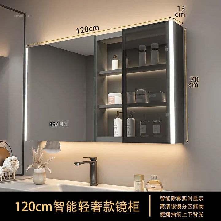 Timber Tech Fully-Enclosed Wood Mirrored Cabinet with Dual Vertical LED - product detail view 32 by LUMEVORO