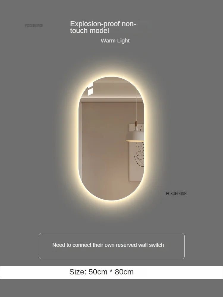 Horizon Capsule Backlit LED Smart Mirror with Digital Clock - product detail view 12 by LUMEVORO