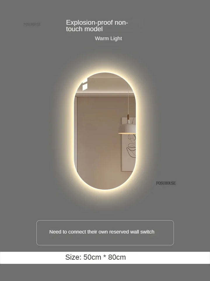 Horizon Capsule Backlit LED Smart Mirror with Digital Clock - product detail view 12 by LUMEVORO
