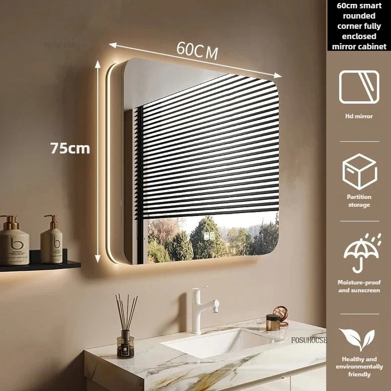 Clarity Capsule Frameless Mirrored Cabinet with Storage - product detail view 10 by LUMEVORO
