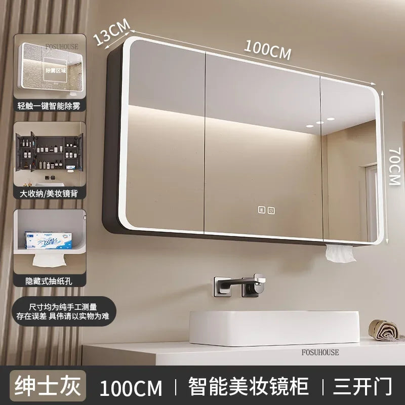 Aero-Alloy Minimalist Mirrored Cabinet with Internal Storage - product detail view 36 by LUMEVORO