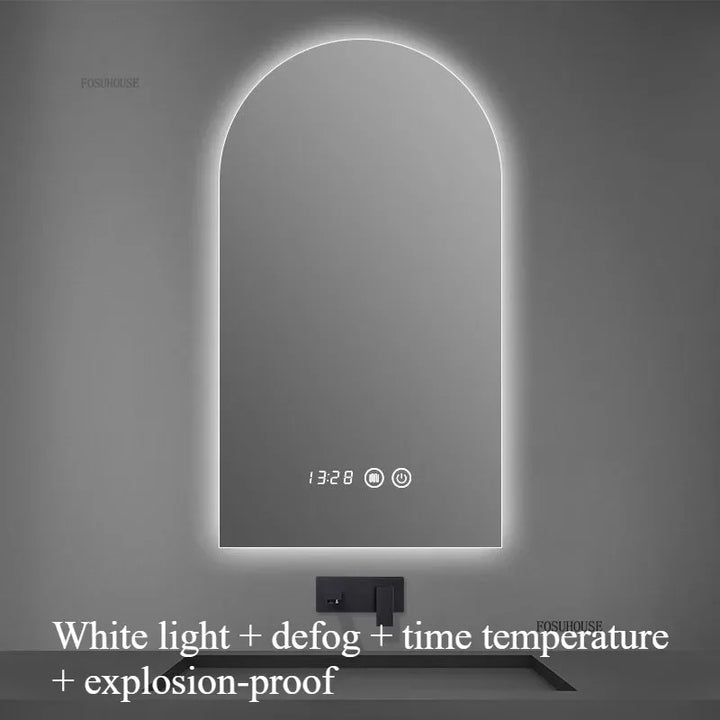 Pure Arch Frameless Polished Edge Wall Mirror - product detail view 8 by LUMEVORO