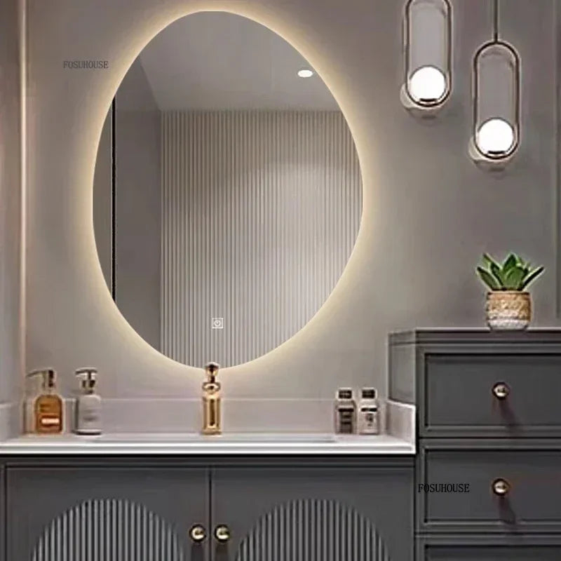 Essence Organic Pebble Backlit Frameless Smart Mirror - main product view by LUMEVORO