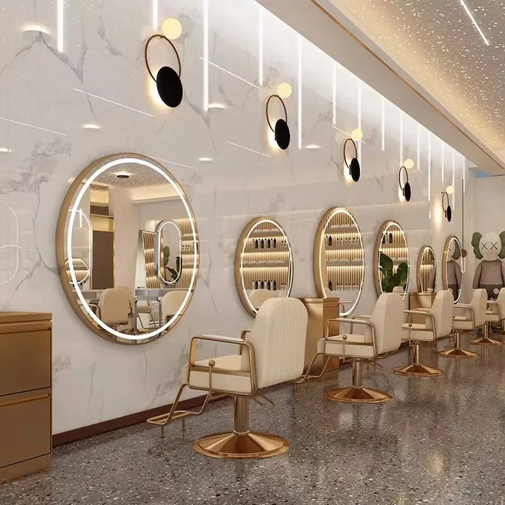 Elite Gold Brushed Salon Smart Mirror with Integrated LED - product detail view 10 by LUMEVORO