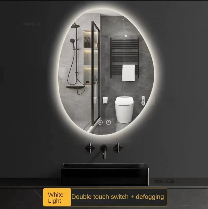 Essence Organic Pebble Backlit Frameless Smart Mirror - product detail view 13 by LUMEVORO