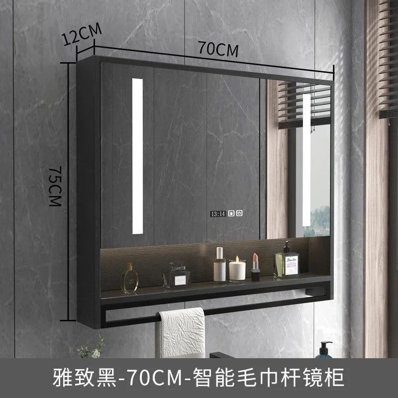 Timber Luxe Semi-Enclosed Mirror Cabinet with Towel Rail - product detail view 10 by LUMEVORO