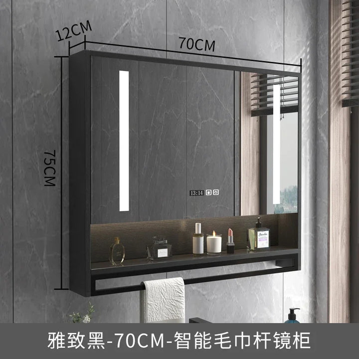 Timber Luxe Semi-Enclosed Mirror Cabinet with Towel Rail - product detail view 10 by LUMEVORO