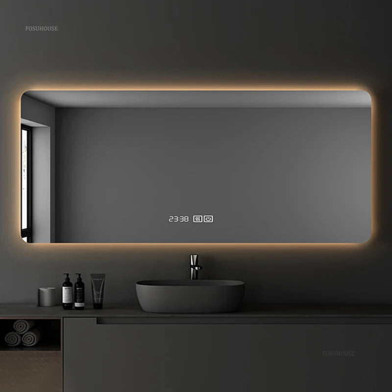 Horizon Panoramic Backlit Smart Mirror with Rounded Corners - main product view by LUMEVORO