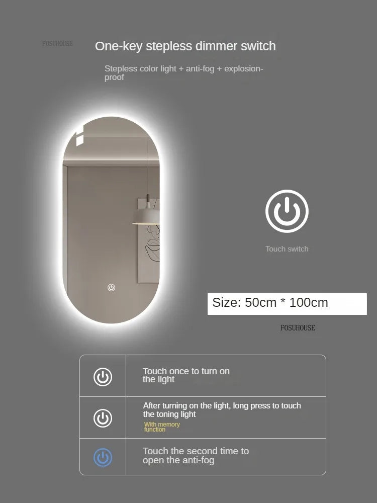 Horizon Capsule Backlit LED Smart Mirror with Digital Clock - product detail view 7 by LUMEVORO