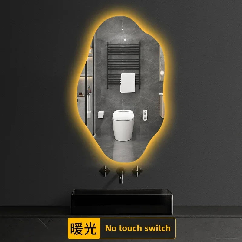 Aura Irregular LED Smart Bathroom Mirror with Defogger - product detail view 18 by LUMEVORO