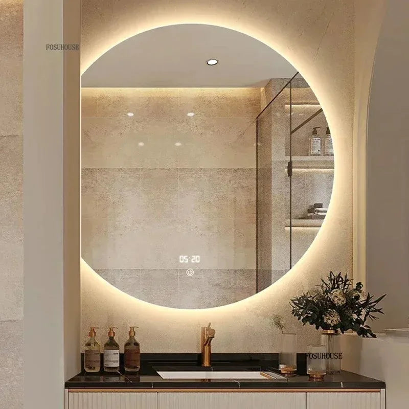 Horizon Sliced Round Frameless Compact Vanity Mirror - product detail view 5 by LUMEVORO