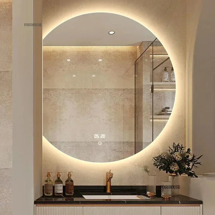Horizon Sliced Round Frameless Compact Vanity Mirror - product detail view 5 by LUMEVORO