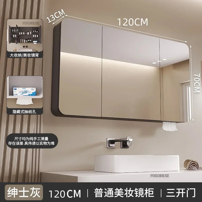 Aero-Alloy Minimalist Mirrored Cabinet with Internal Storage - product detail view 18 by LUMEVORO